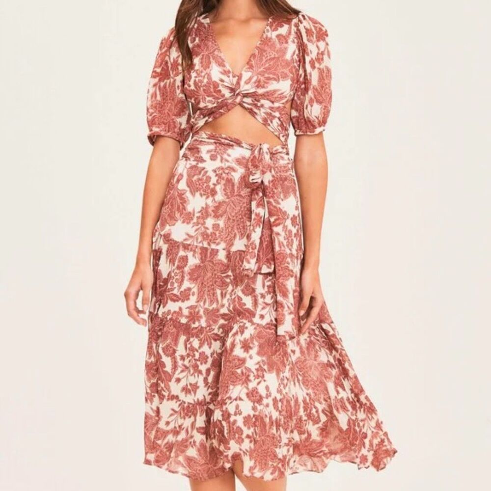 Ba&sh Floral Leaf Print Cropped Top Midi Skirt Matching Set X-Small
